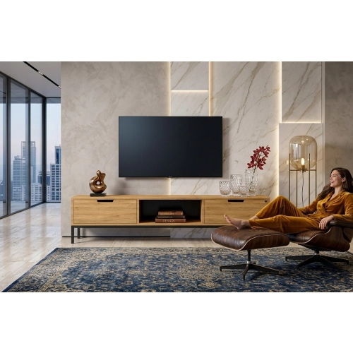 Szafka RTV-47 Drewno Lite Dąb Loft Lakier Rozmiary od 100 cm do 200 cm PREMIUM